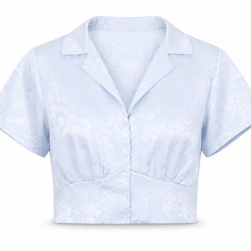 Urban Outfitters Women's Blue Floral Cropped Blouse