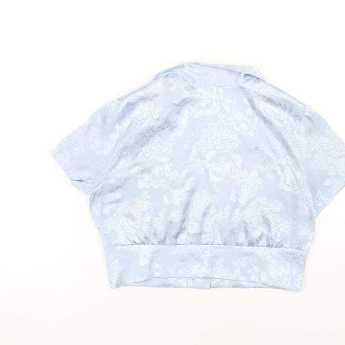Urban Outfitters Women's Blue Floral Cropped Blouse