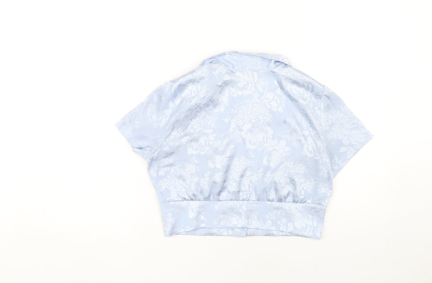 Urban Outfitters Women's Blue Floral Cropped Blouse