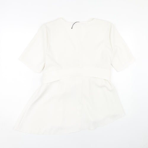 Zara Women's White Wrap Blouse - Size M, Belted
