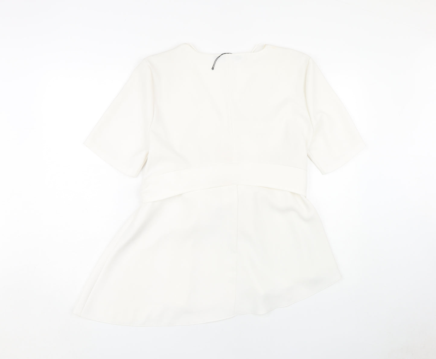 Zara Women's White Wrap Blouse - Size M, Belted