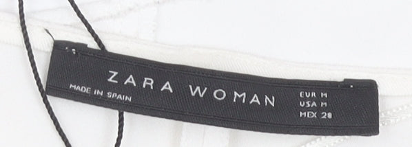 Zara Women's White Wrap Blouse - Size M, Belted