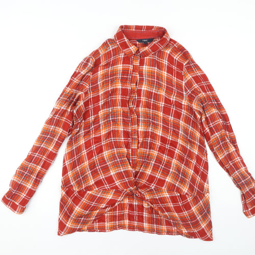 Next Women's Red Plaid Button-Up Shirt Size 12