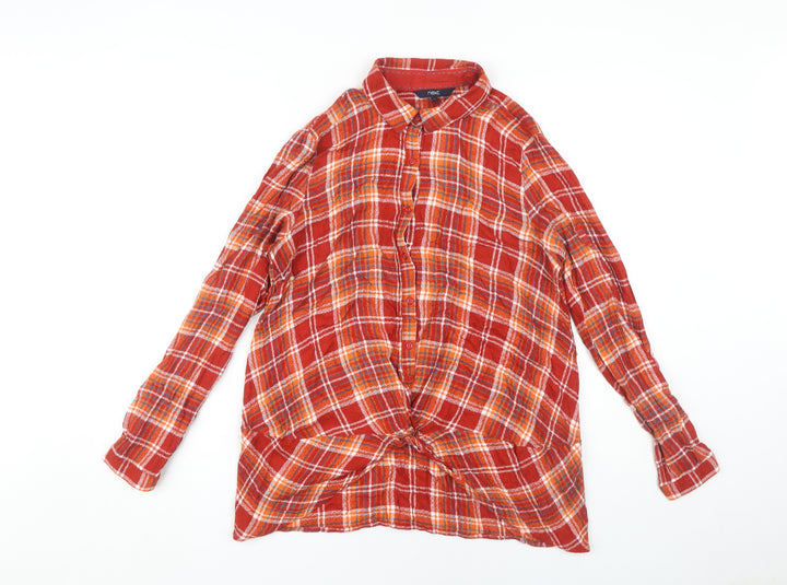 Next Women's Red Plaid Button-Up Shirt Size 12