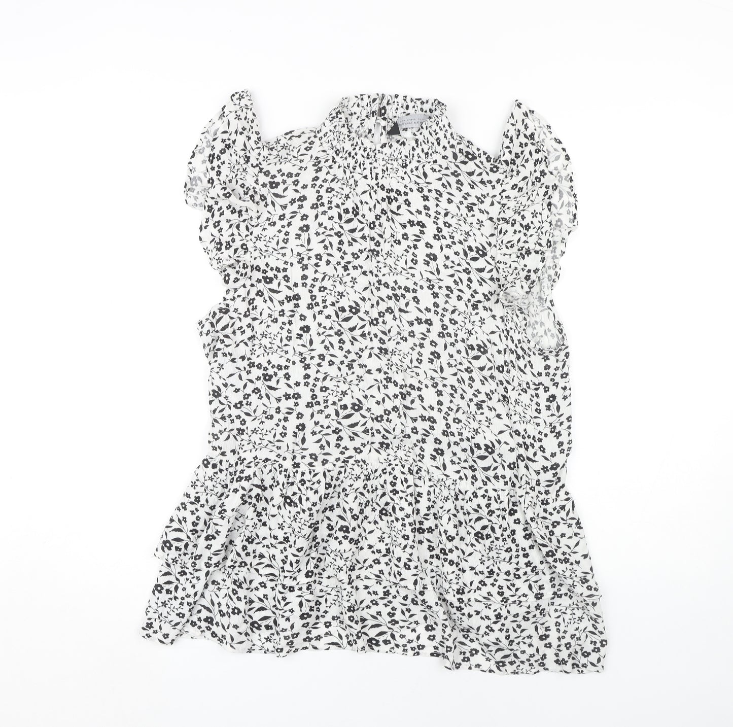 Dorothy Perkins Floral Blouse Women Size 14 Black White