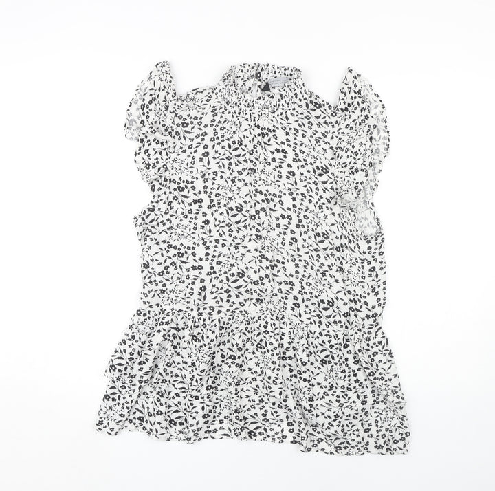 Dorothy Perkins Floral Blouse Women Size 14 Black White