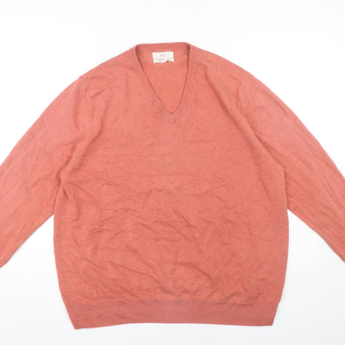 Marks and Spencer Men's Orange XL V-Neck Pullover Jumper