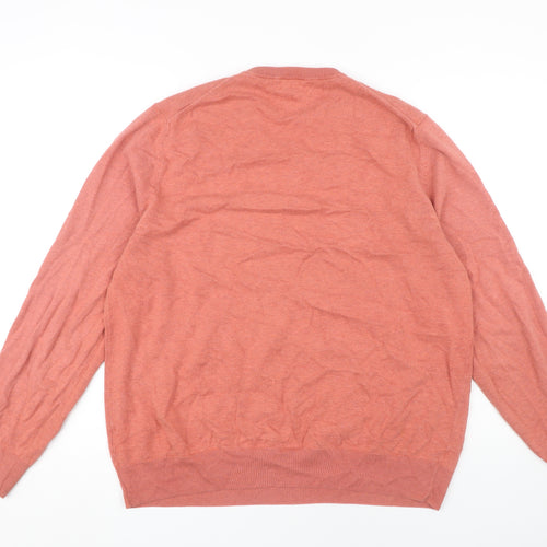 Marks and Spencer Men's Orange XL V-Neck Pullover Jumper