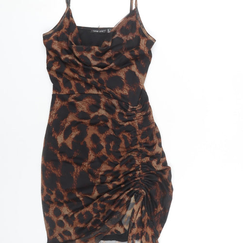 I Saw It First Women Brown Animal Print Slip Dress Size 8