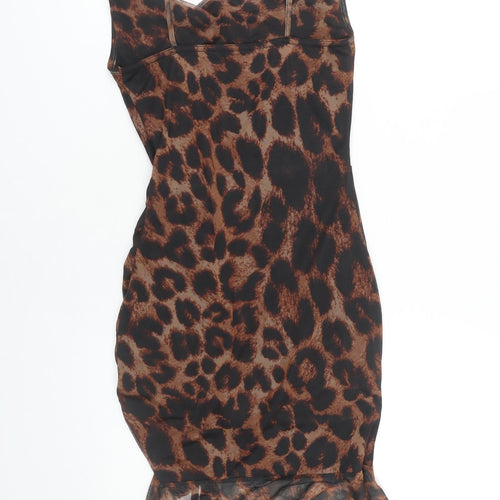I Saw It First Women Brown Animal Print Slip Dress Size 8