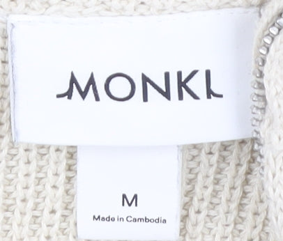 Monki Women's Beige Striped Full Zip Jumper M