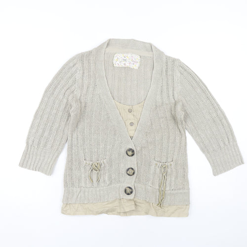 Next Women's Beige Cardigan Size 14 3/4 Sleeve