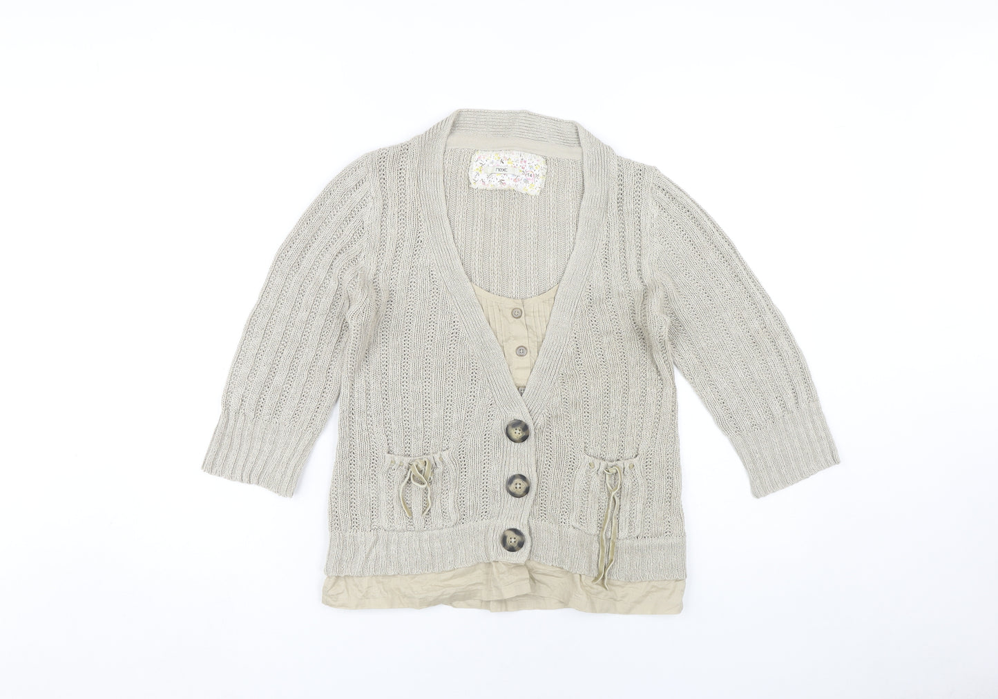 Next Women's Beige Cardigan Size 14 3/4 Sleeve