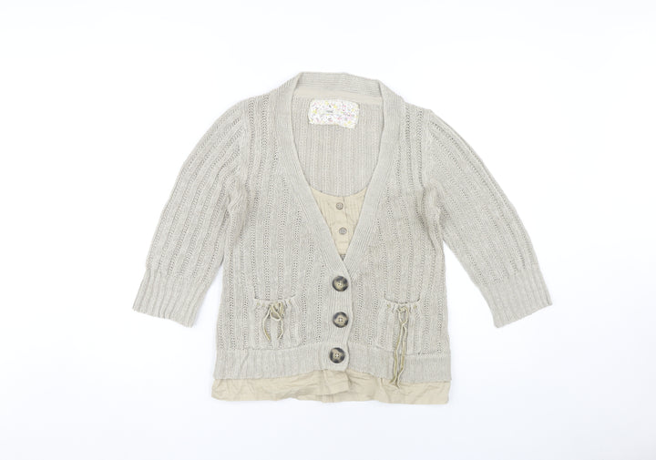 Next Women's Beige Cardigan Size 14 3/4 Sleeve