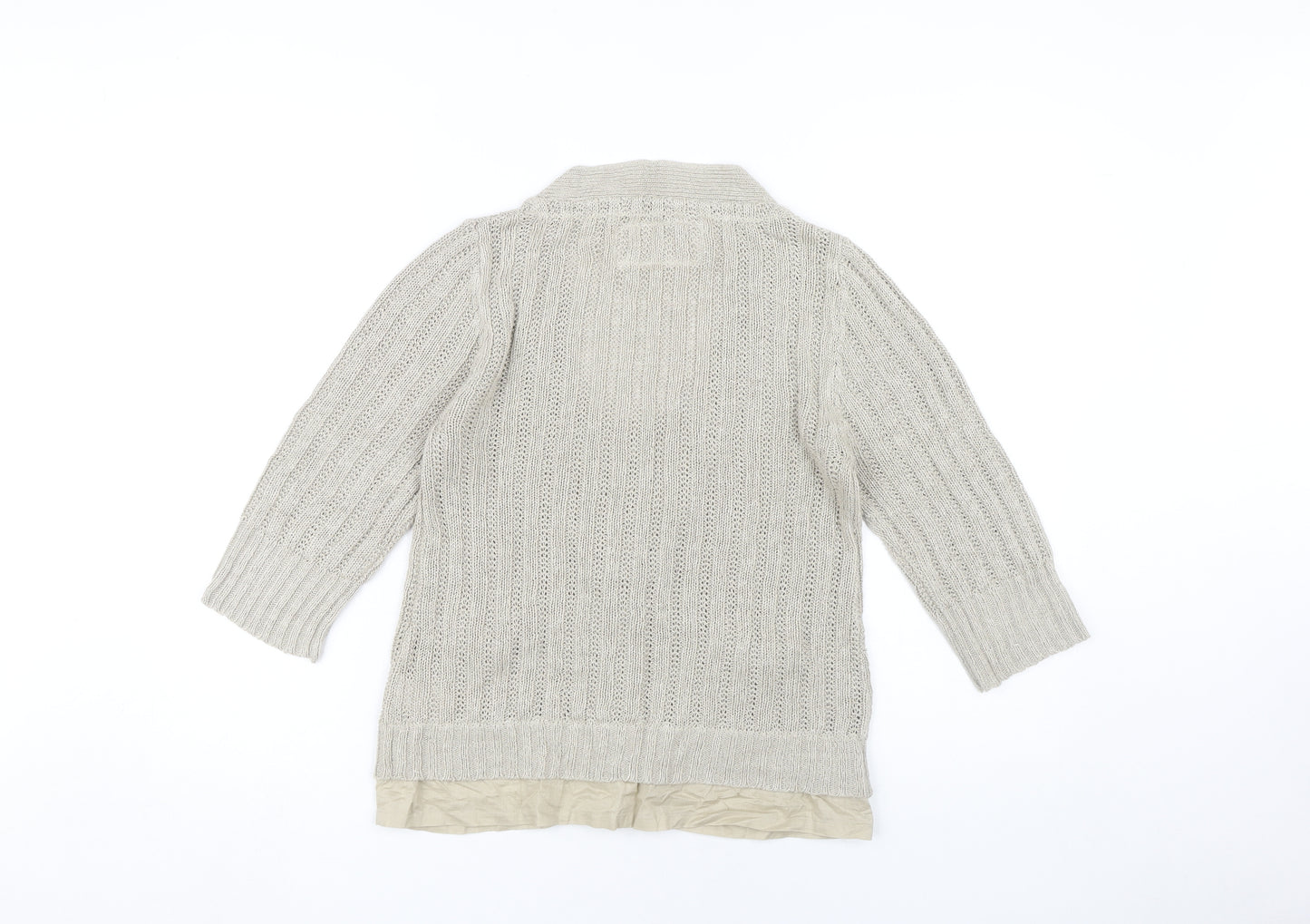 Next Women's Beige Cardigan Size 14 3/4 Sleeve