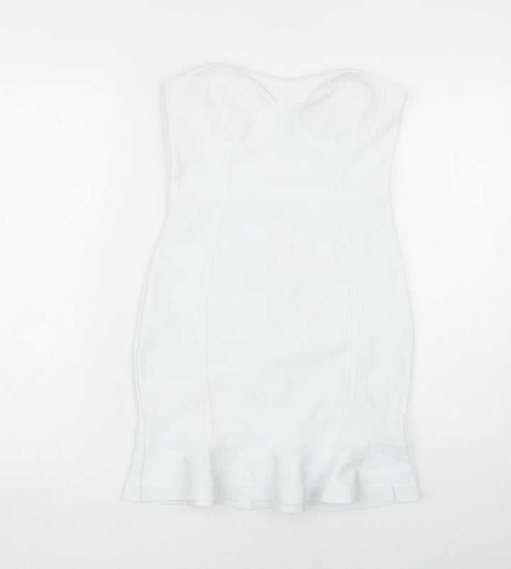 PrettyLittleThing Women's White Bodycon Dress Size 10