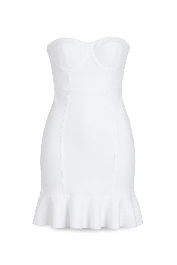 Front view of PRETTYLITTLETHING Women's White Bodycon Dress, size 10
