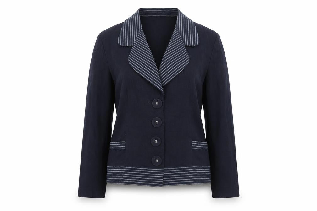 Front view of Aria Women's Blue Blazer, size 16, with Buttons