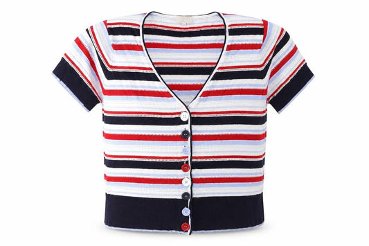 Front view of Country Casuals Women's Multicoloured Striped Cardigan XL