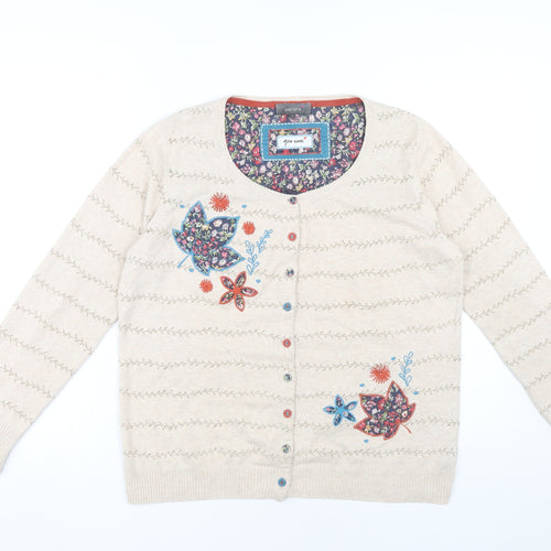 Per Una Women's Beige Cardigan - Size 14, Floral Style