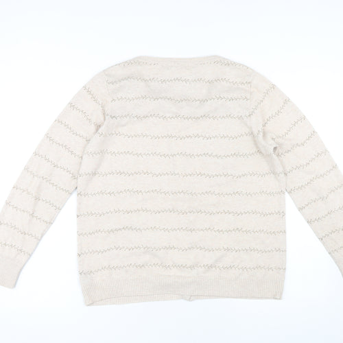 Per Una Women's Beige Cardigan - Size 14, Floral Style