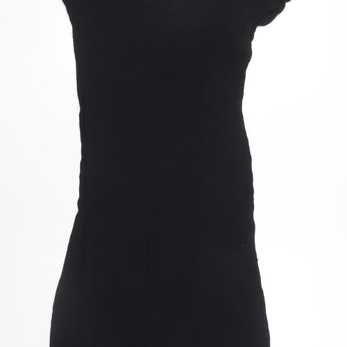 EAST Women's Black Short Sleeve V-Neck Dress L