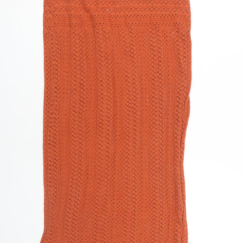 PrettyLittleThing Women's Orange Crochet Midi Skirt M