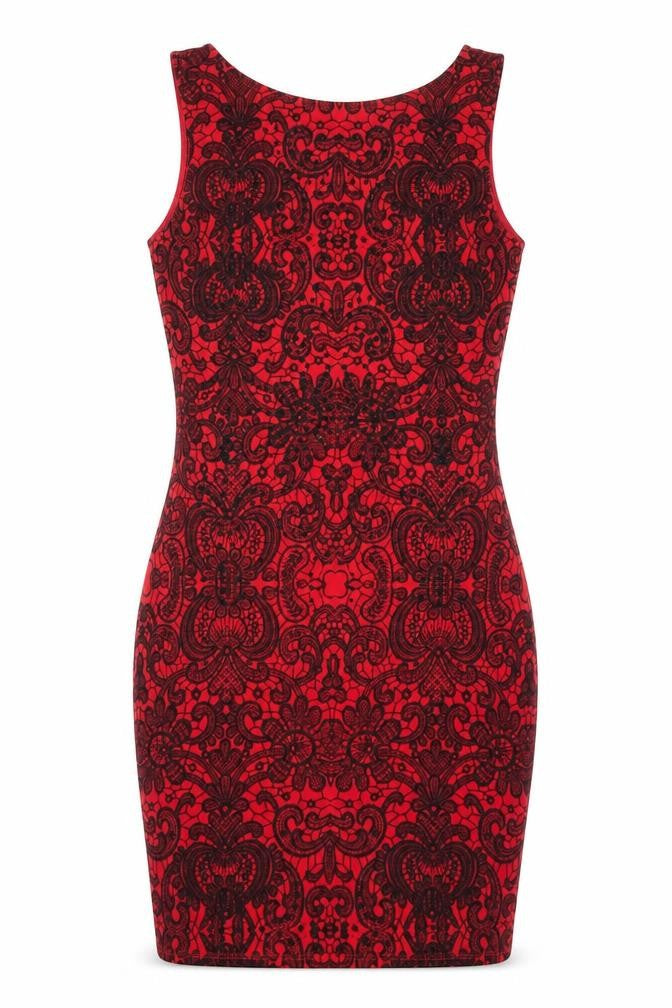 Front view of Lipsy Women's Red Bodycon Sleeveless Dress
