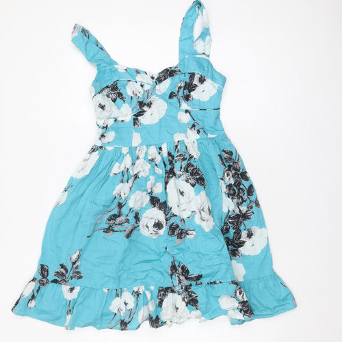 Monsoon Women’s Blue Floral A-Line Dress, Size 10