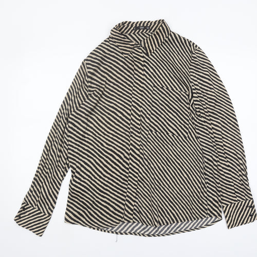 MNG Basics Women's Black Striped Button-Up Shirt