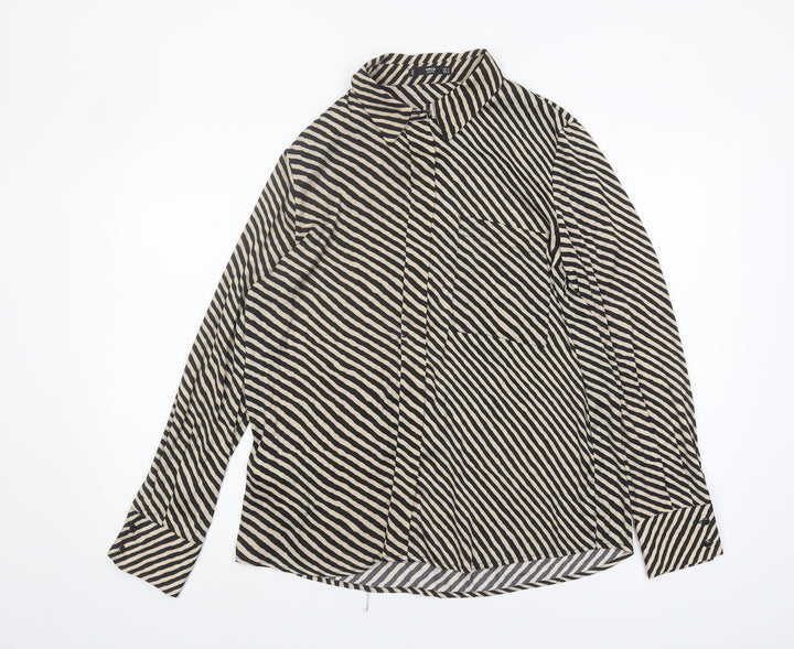 MNG Basics Women's Black Striped Button-Up Shirt