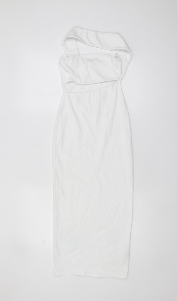 Zara Women’s White S Bodycon Sleeveless Halter Dress
