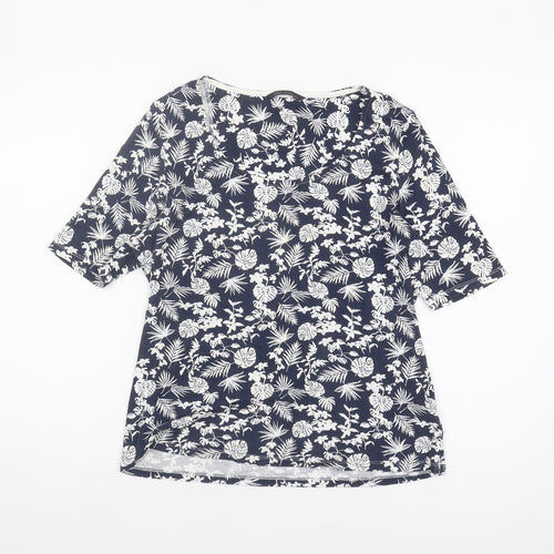 Marks and Spencer Women's Blue Floral 3/4 Sleeve Top Size 12