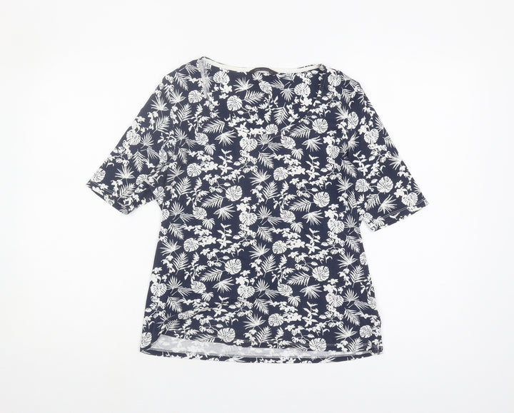 Marks and Spencer Women's Blue Floral 3/4 Sleeve Top Size 12
