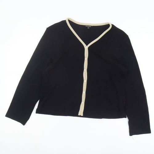 Debenhams Women's Black Cardigan - Size 16, V-Neck