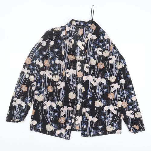 Miss Selfridge Women's Black Floral Open Front Blouse Size 6