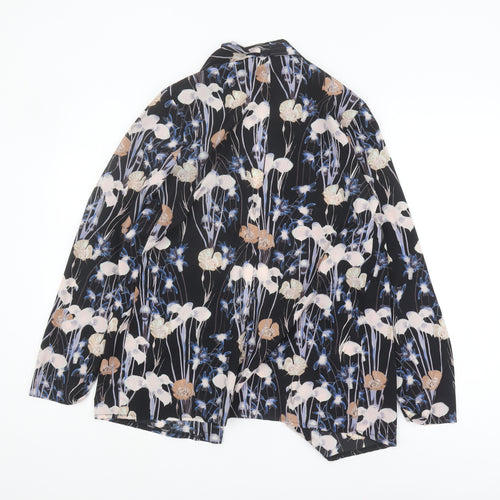 Miss Selfridge Women's Black Floral Open Front Blouse Size 6