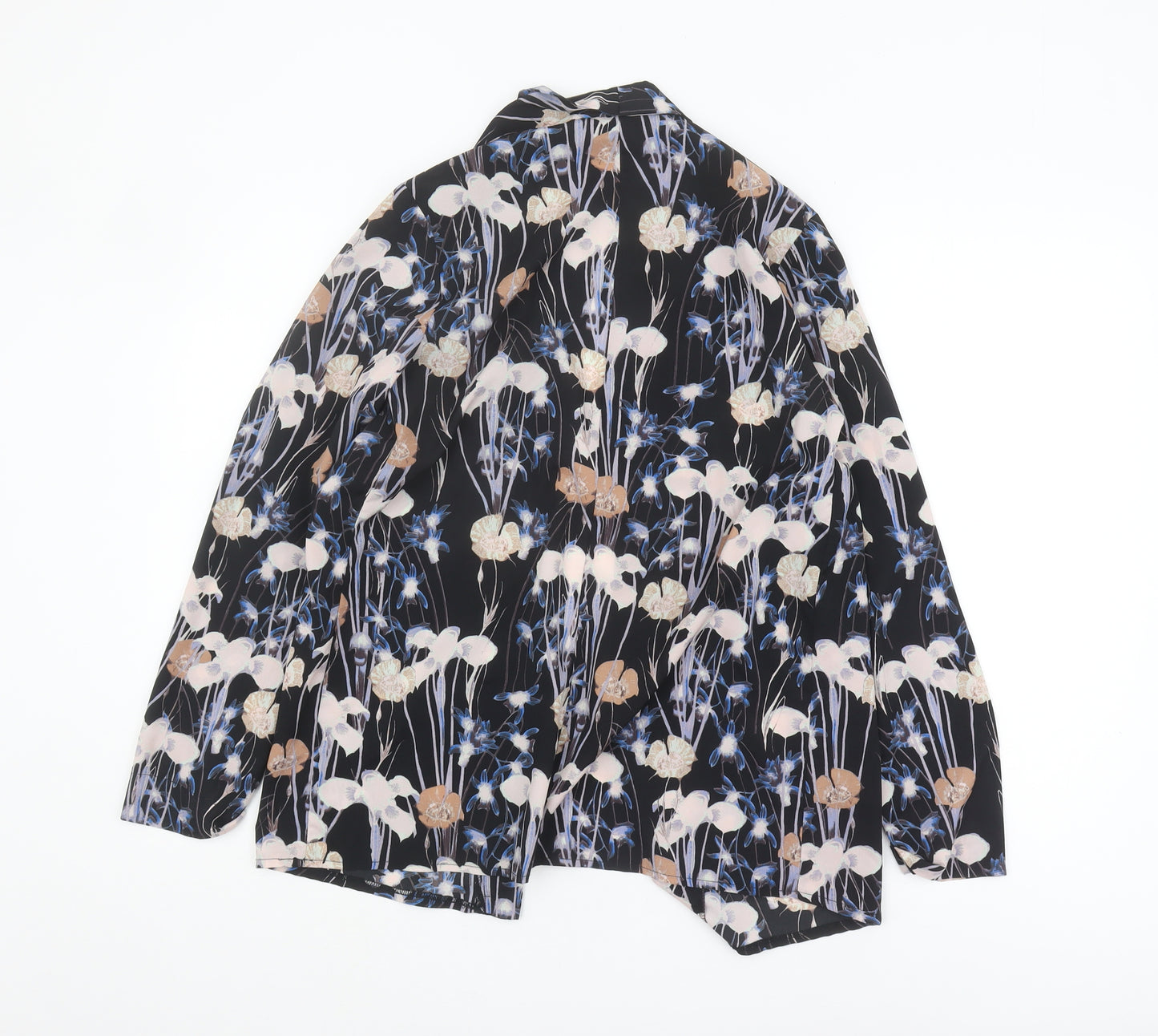 Miss Selfridge Women's Black Floral Open Front Blouse Size 6