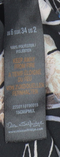 Miss Selfridge Women's Black Floral Open Front Blouse Size 6