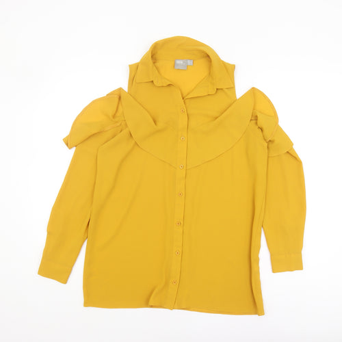 ASOS Women's Yellow Blouse, Size 6, Collared, Cold Shoulder