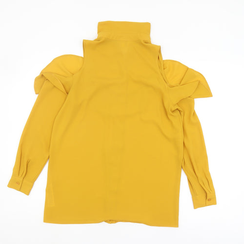 ASOS Women's Yellow Blouse, Size 6, Collared, Cold Shoulder