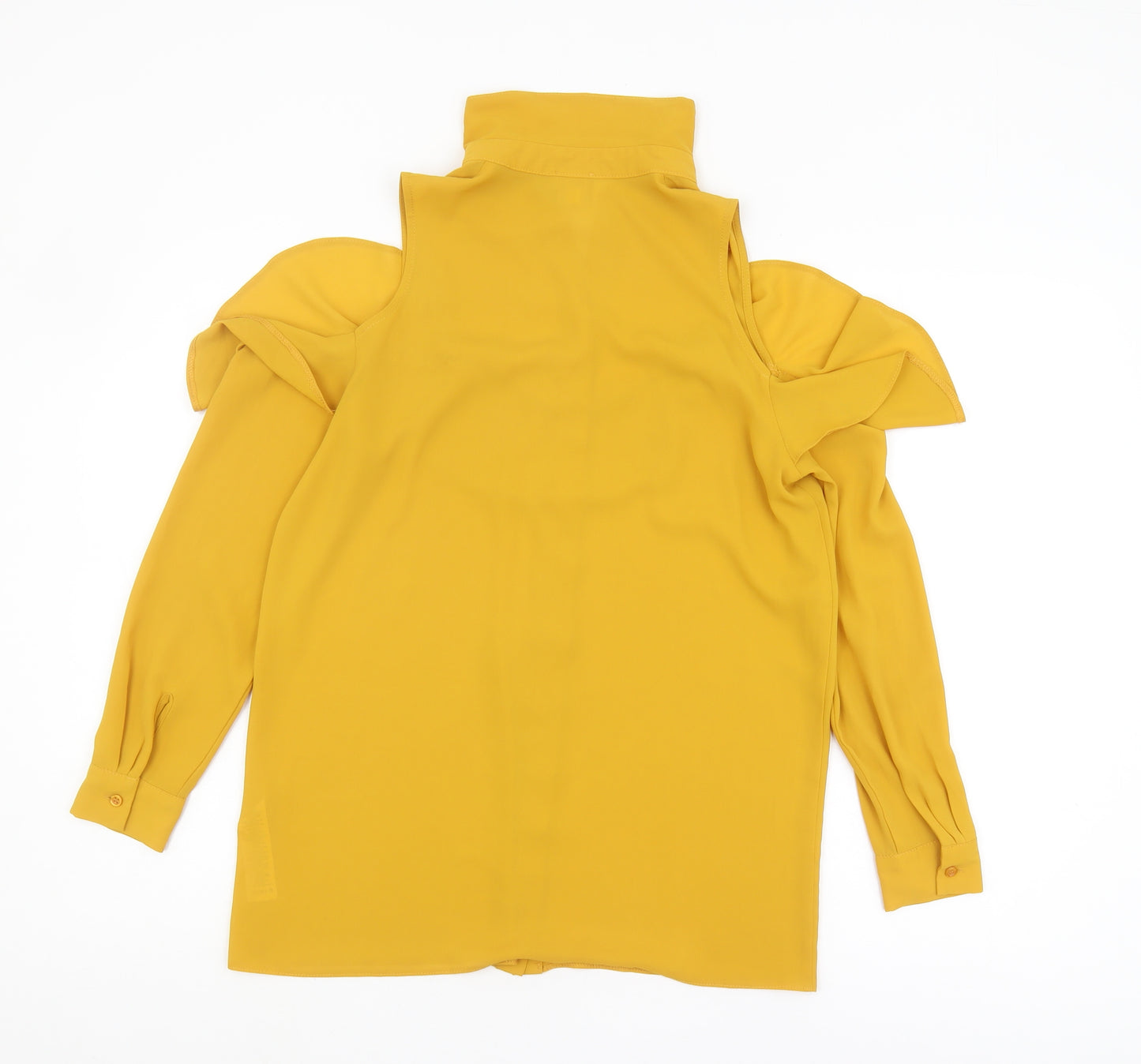 ASOS Women's Yellow Blouse, Size 6, Collared, Cold Shoulder