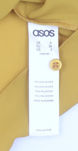 ASOS Women's Yellow Blouse, Size 6, Collared, Cold Shoulder
