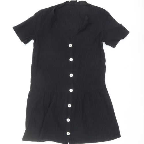 Stradivarius Women's Black V-Neck Dress M