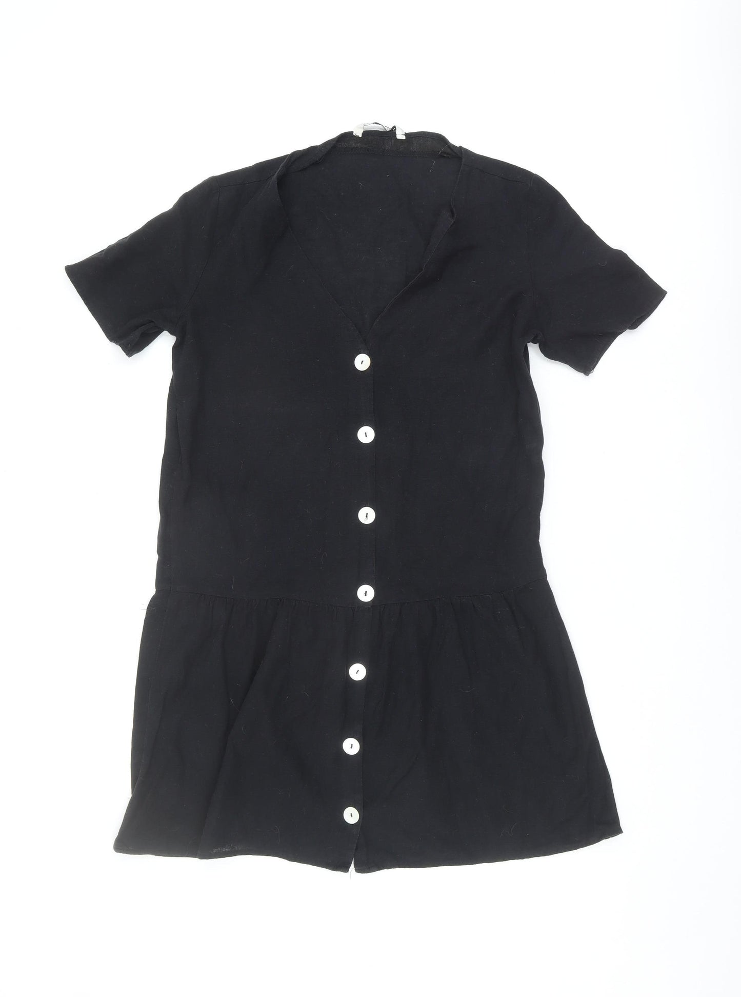 Stradivarius Women's Black V-Neck Dress M