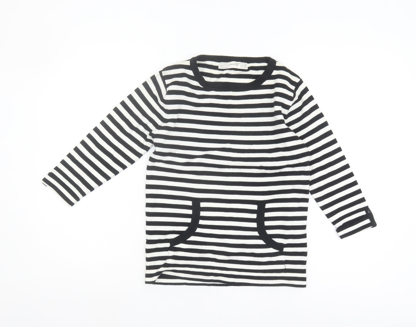 Zara Women's Black Striped Pullover Jumper Size 10