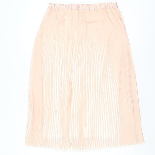 ADIVA Women's Beige Pleated Midi Skirt, Size M