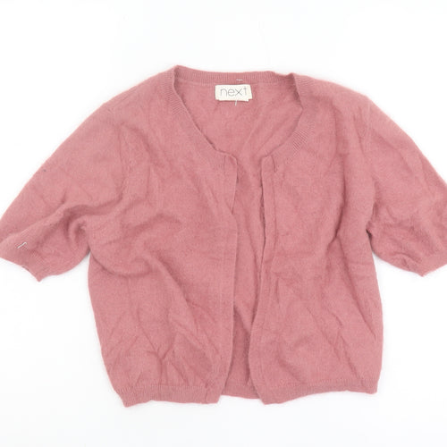 Next Women's Pink Open Front Cardigan Size 12 Angora Blend