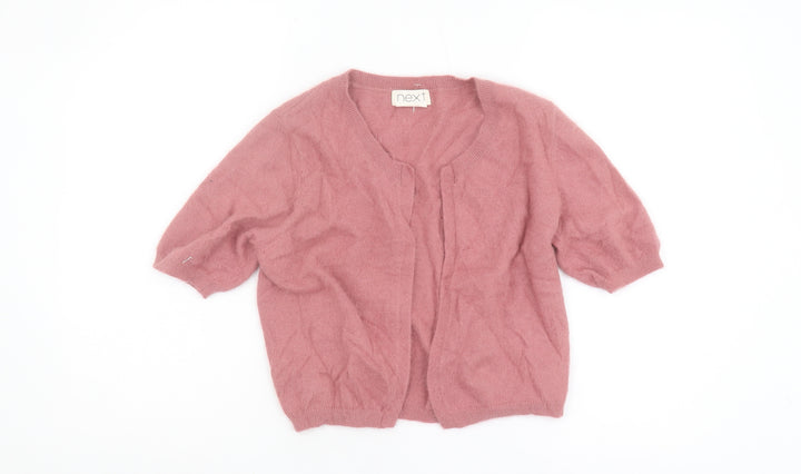 Next Women's Pink Open Front Cardigan Size 12 Angora Blend
