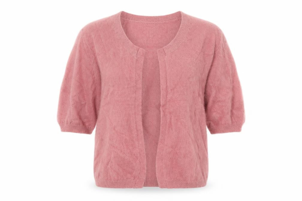 Front view of Next Women's Pink Open Front Cardigan, size 12, Angora Blend